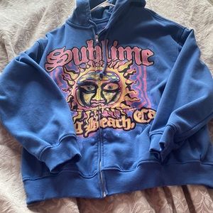 bright blue sublime zip up. Size M.